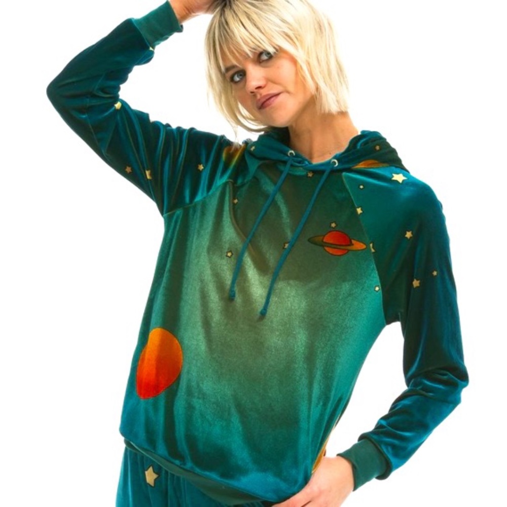 NWOT Aviator Nation Velvet Celestial Galaxy Hoodie